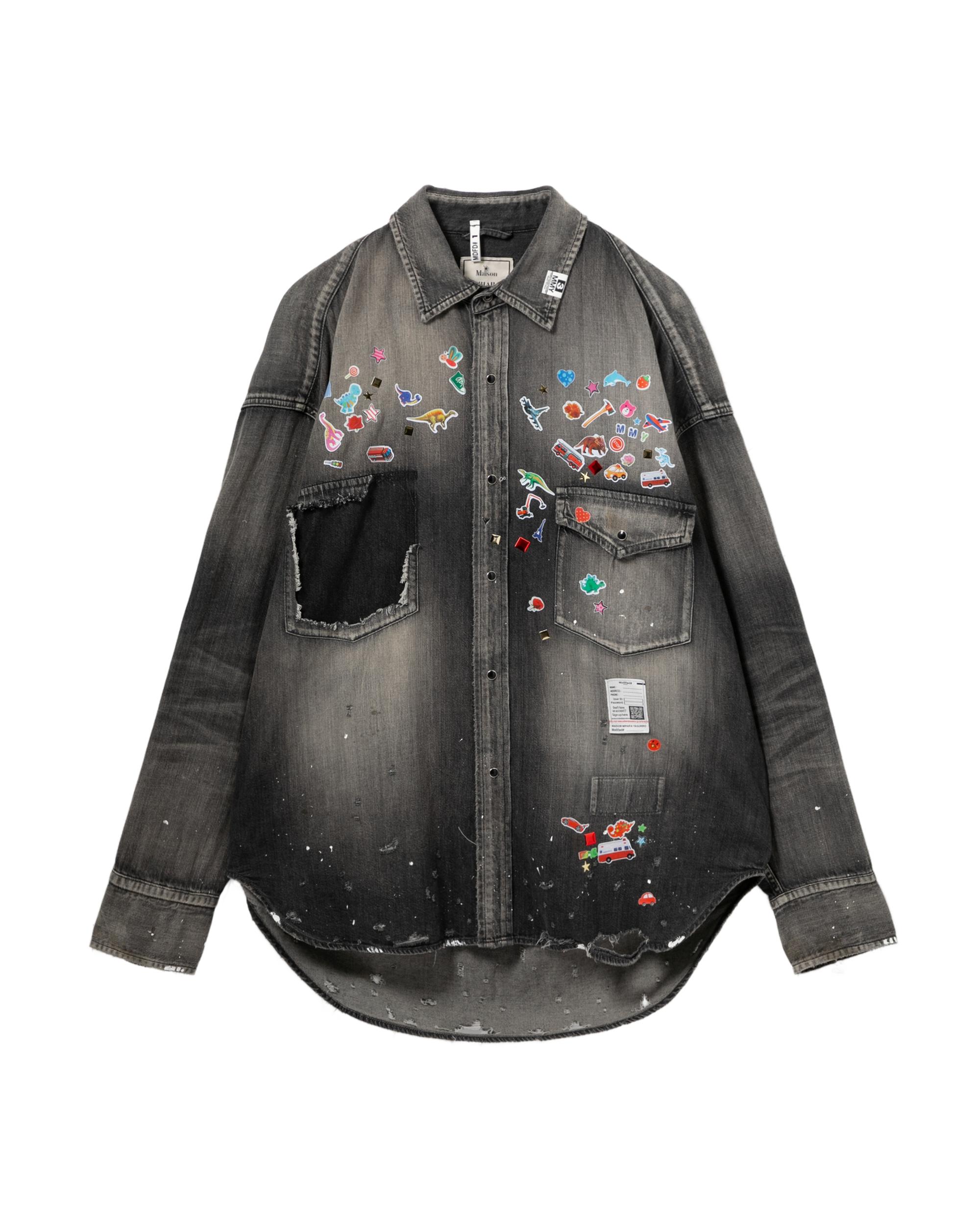 Sticker printed denim shirt by MAISON MIHARA YASUHIRO