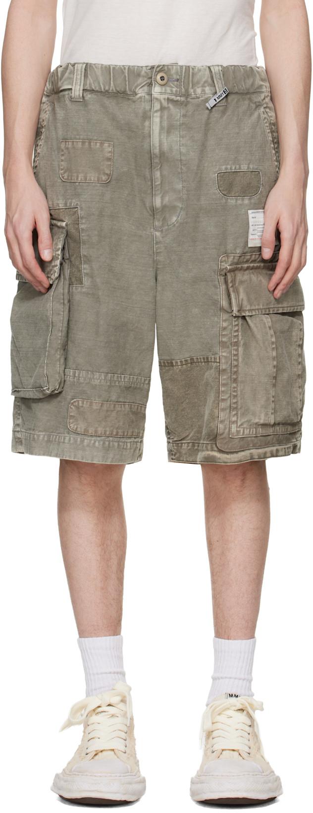 Taupe Repaired Cargo Shorts by MAISON MIHARA YASUHIRO