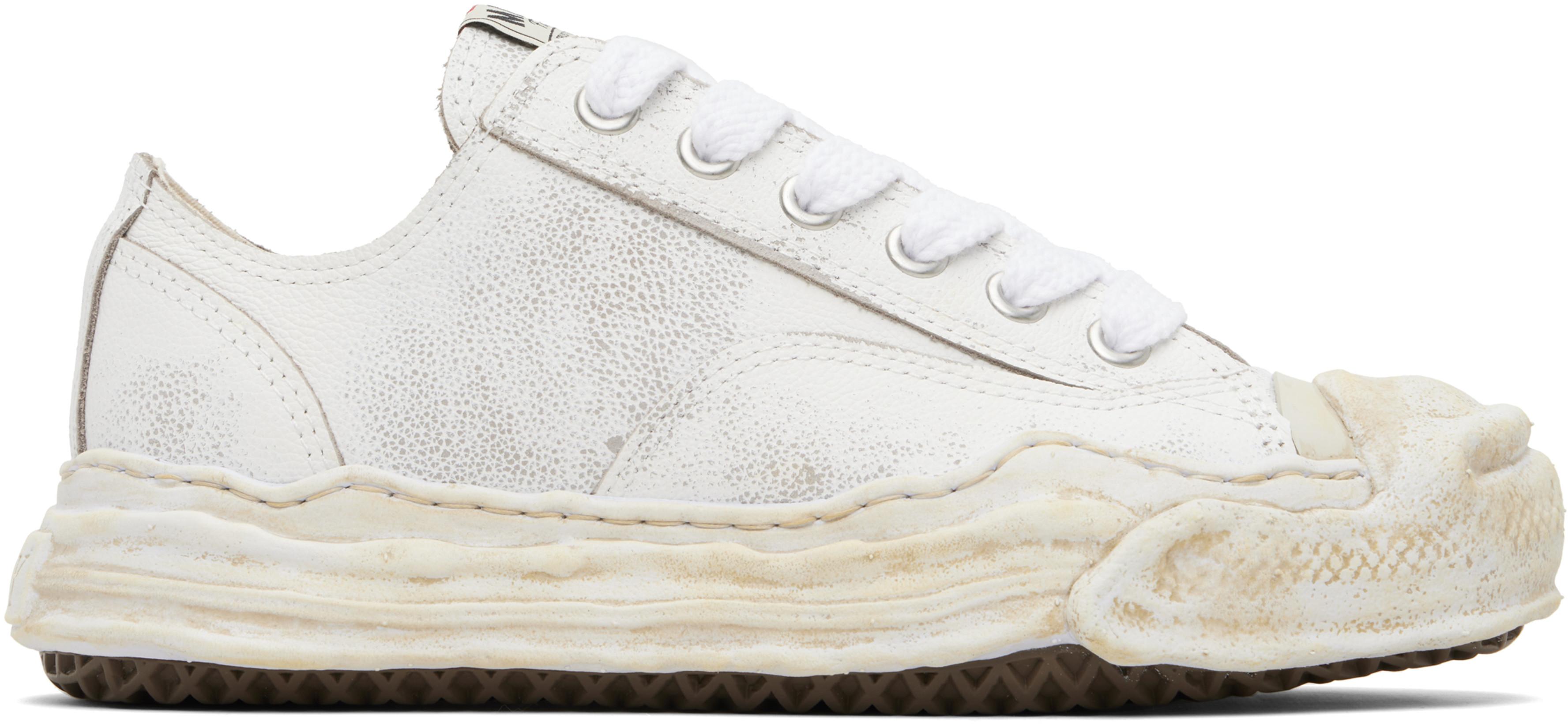 White 'Hank' OG Sole Shrink Leather Low-Top Sneakers by MAISON MIHARA YASUHIRO