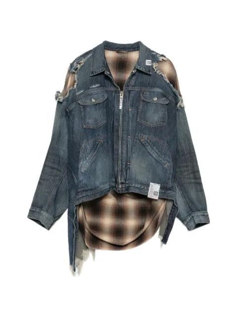 check shirt layered jacket by MAISON MIHARA YASUHIRO