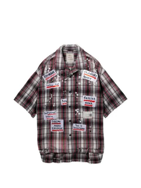 checked appliquéd shirt by MAISON MIHARA YASUHIRO