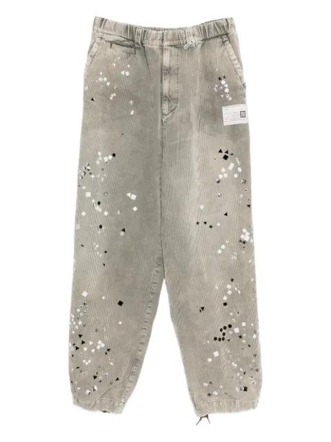 crystal-embellished corduroy trousers by MAISON MIHARA YASUHIRO