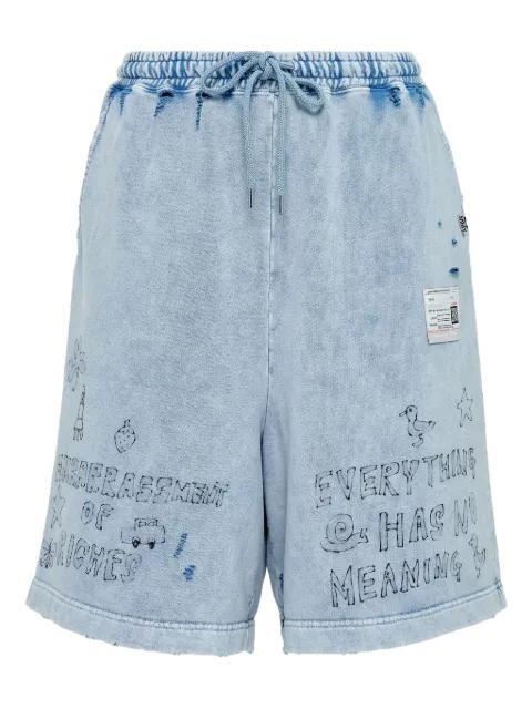 distressed drawstring shorts by MAISON MIHARA YASUHIRO