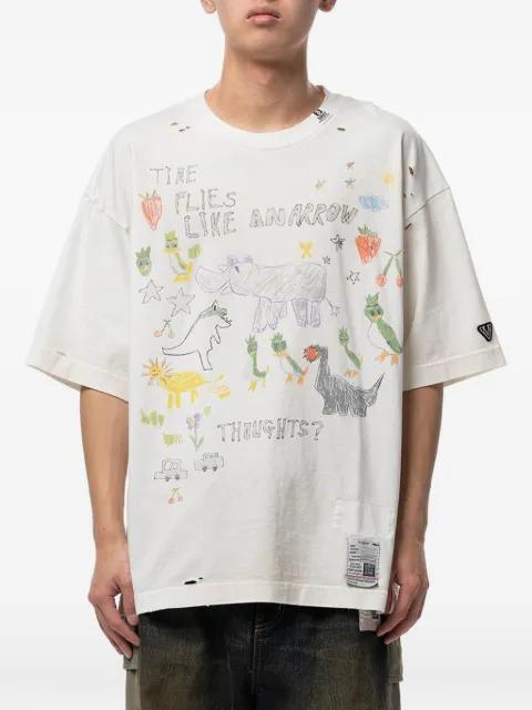 distressed graphic-print t-shirt by MAISON MIHARA YASUHIRO