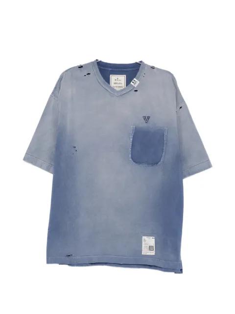 distressed pocket V-neck T-shirt by MAISON MIHARA YASUHIRO