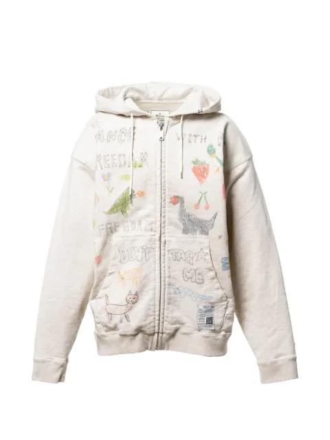 doodle printed zip-up hoodie by MAISON MIHARA YASUHIRO