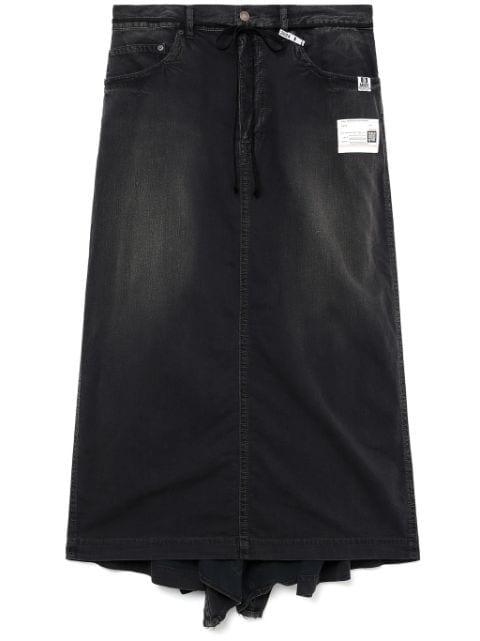 draped denim skirt by MAISON MIHARA YASUHIRO