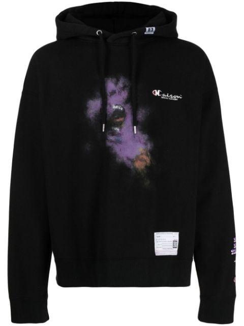 embroidered-logo long-sleeve hoodie by MAISON MIHARA YASUHIRO