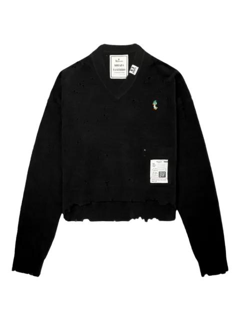 frayed V-neck sweater by MAISON MIHARA YASUHIRO