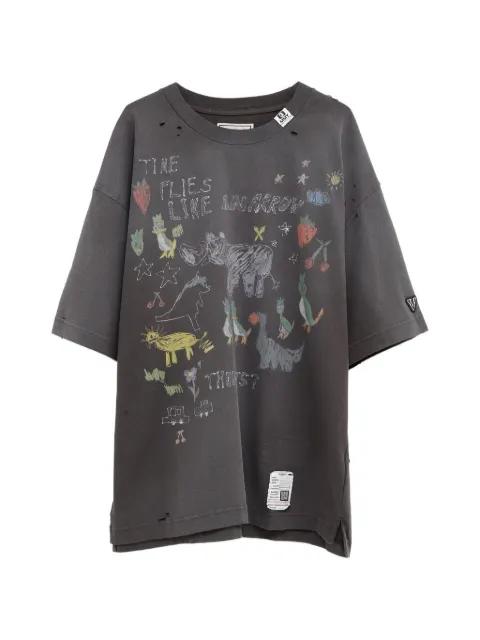 graphic-print distressed T-shirt by MAISON MIHARA YASUHIRO