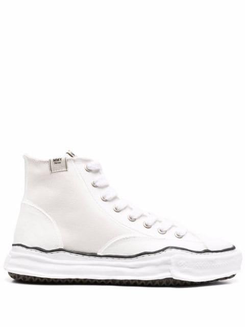 high-top raw-cut sneakers by MAISON MIHARA YASUHIRO