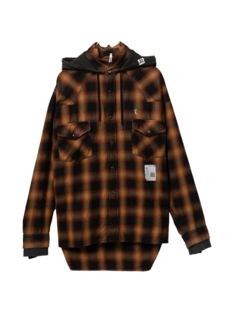 hoodied checked shirt by MAISON MIHARA YASUHIRO