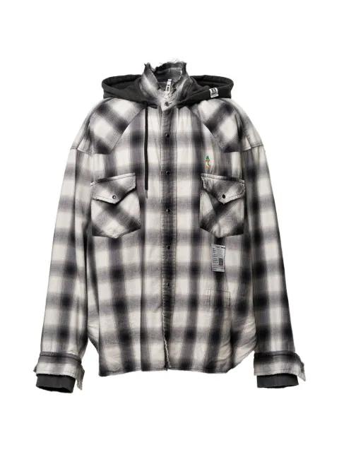hoodied checkered shirt by MAISON MIHARA YASUHIRO