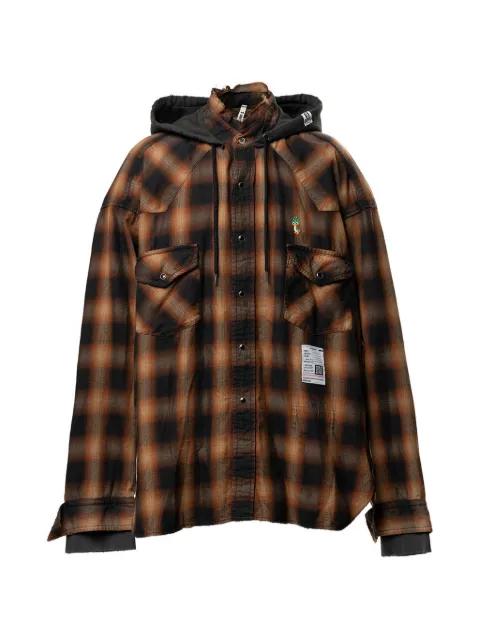 hoodied checkered shirt by MAISON MIHARA YASUHIRO