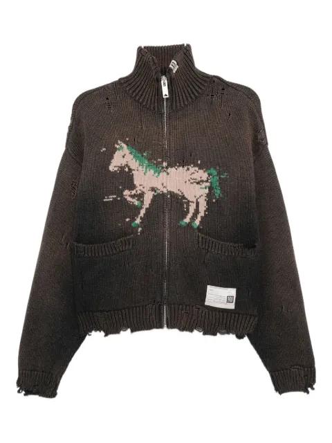 horse-embroidered cardigan by MAISON MIHARA YASUHIRO