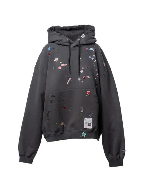 kids sticker printed hoodie by MAISON MIHARA YASUHIRO