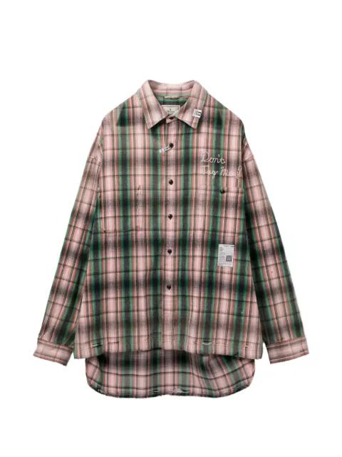 logo-embroidered checked shirt by MAISON MIHARA YASUHIRO