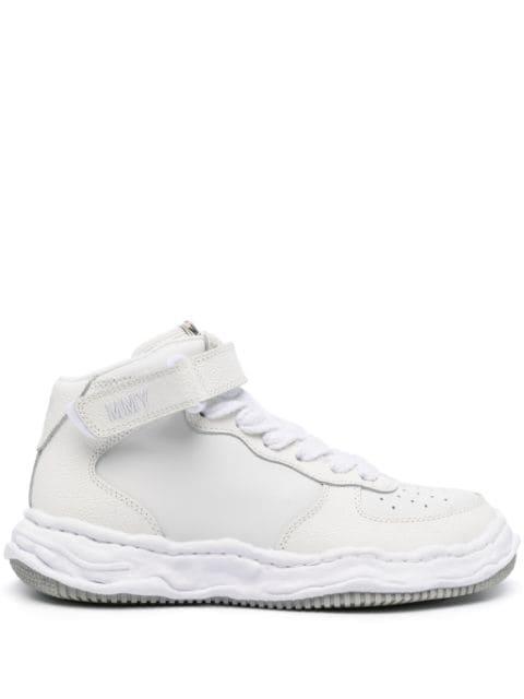logo-embroidered leather sneakers by MAISON MIHARA YASUHIRO