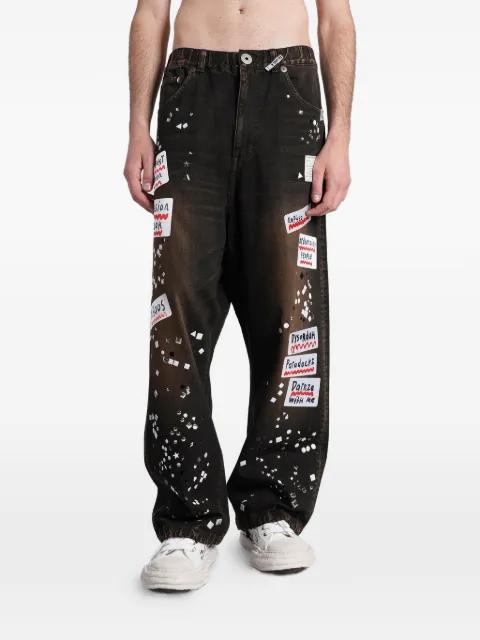 patch-detail stud-embellished jeans by MAISON MIHARA YASUHIRO