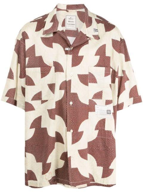 patchwork-pattern cuban-collar shirt by MAISON MIHARA YASUHIRO