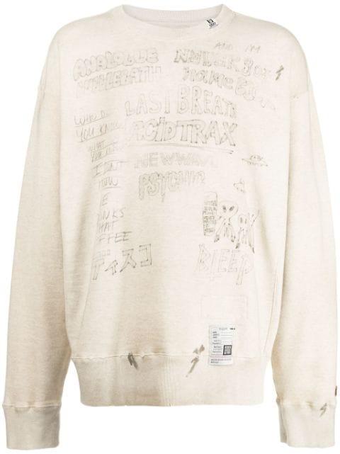 sketch-print distressed jumper by MAISON MIHARA YASUHIRO