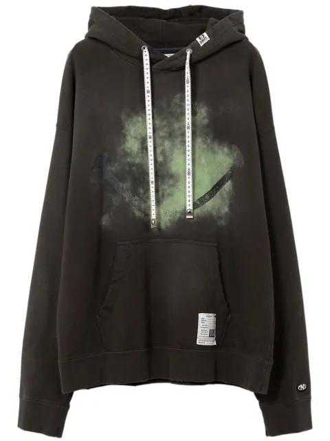 smiely face-print distressed hoodie by MAISON MIHARA YASUHIRO