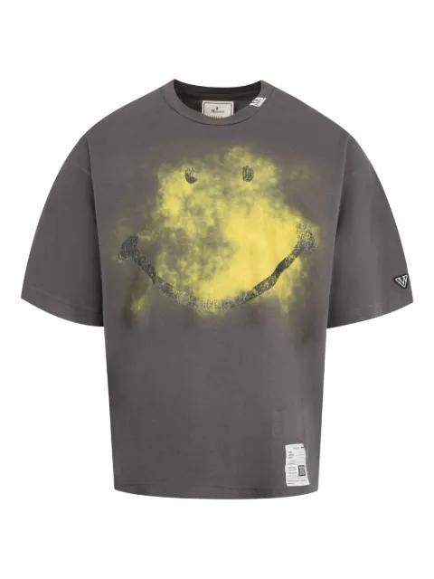 smiley face-print T-shirt by MAISON MIHARA YASUHIRO