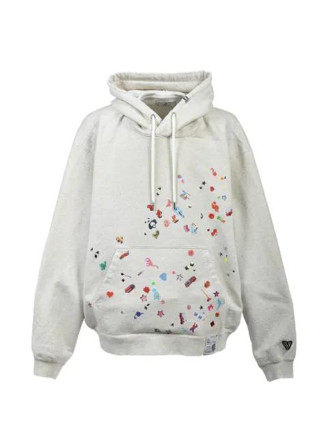 sticker-print stud-embellished hoodie by MAISON MIHARA YASUHIRO