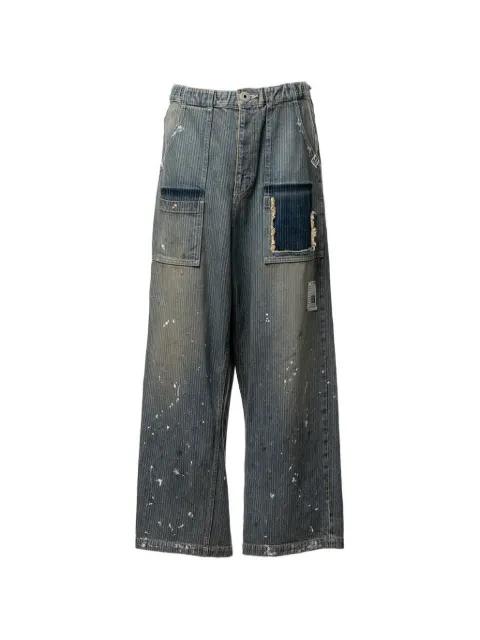 stripe patchwork jeans by MAISON MIHARA YASUHIRO