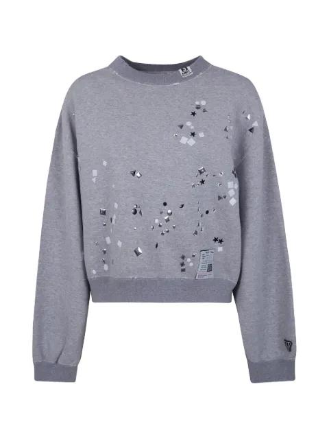 stud-embellished distressed sweatshirt by MAISON MIHARA YASUHIRO