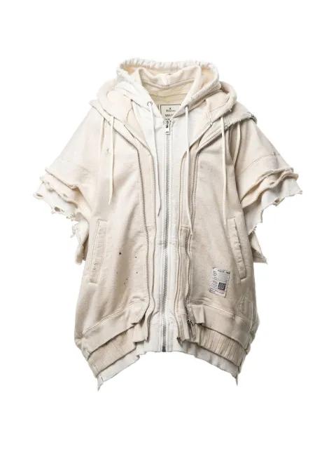 triple-layered sleeveless zip-up hoodie by MAISON MIHARA YASUHIRO