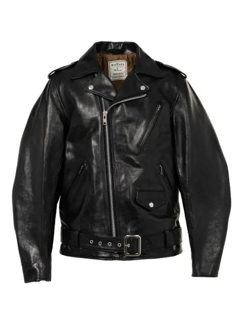 zip-up belted leather jacket by MAISON MIHARA YASUHIRO
