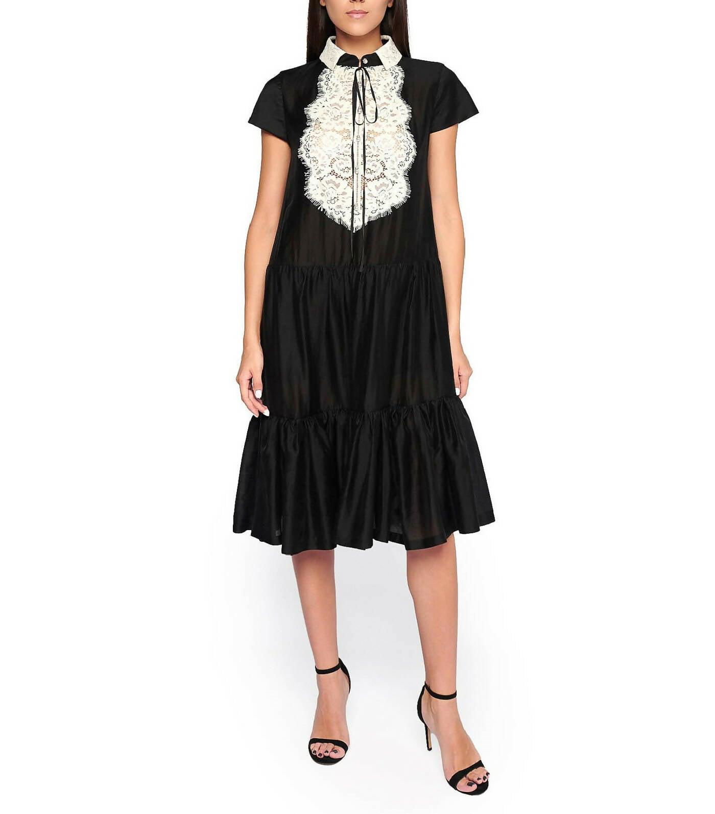 Lace Shirtfront Dress by MAISON SOPHY G