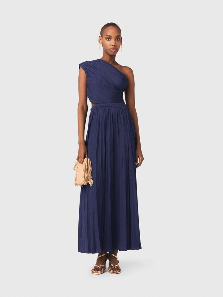 Asymmetrical pleated maxi dress by MAJE