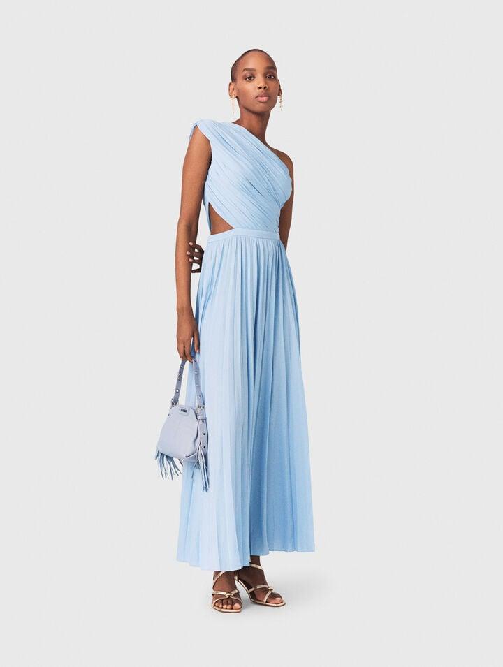 Asymmetrical pleated maxi dress by MAJE