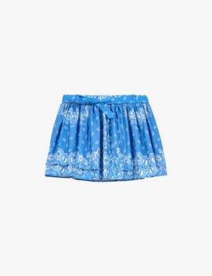 Bandana-Print Ruffled Cotton Mini Skirt by MAJE