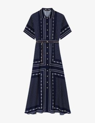 Bandana-Print Short-Sleeved Woven Maxi Dress by MAJE