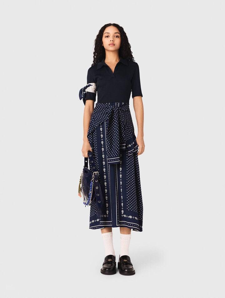 Bandana patterned mixed-material dress by MAJE