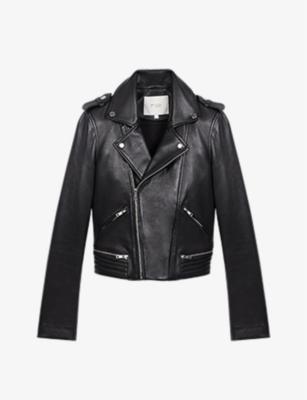 Basal zip-detail leather biker jacket by MAJE
