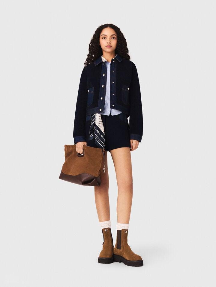 Bouclé and denim jacket by MAJE