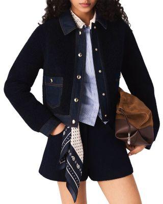 Boucl&eacute; & Denim Detail Jacket by MAJE