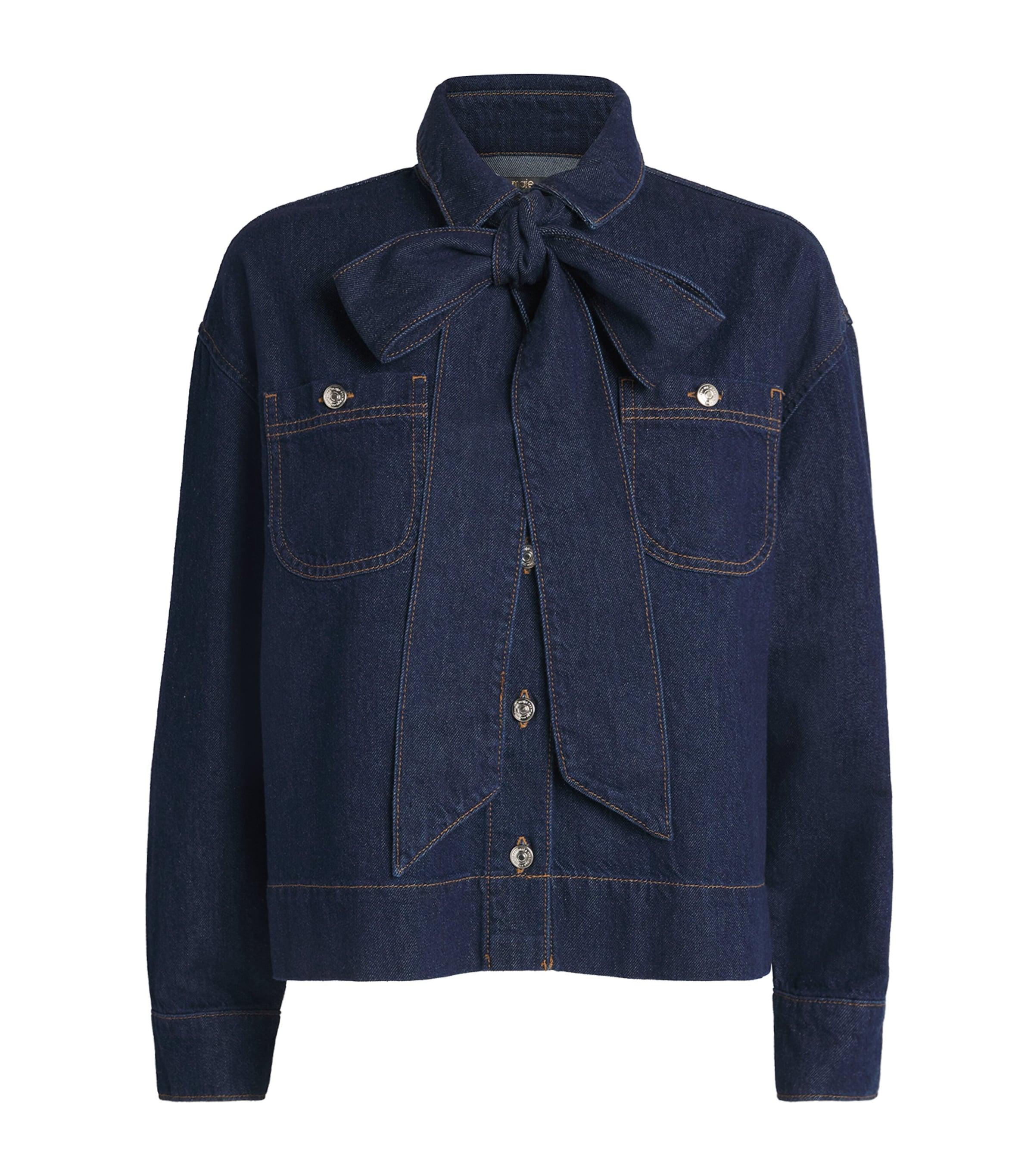 Bow-Detail Denim Jacket by MAJE
