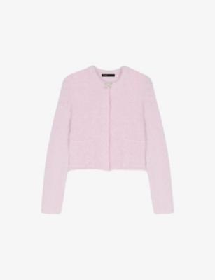 Bow-Embellished Ribbed Knitted Cardigan by MAJE