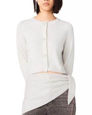 Bow Jewelry Button Wool Cardigan by MAJE