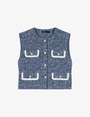 Boxy-Fit Round-Neck Tweed Vest by MAJE