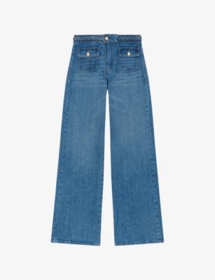 Braided-Waist Flared-Leg Denim Jeans by MAJE