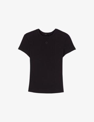 Brand-Embroidered Short-Sleeved Stretch-Cotton T-Shirt by MAJE