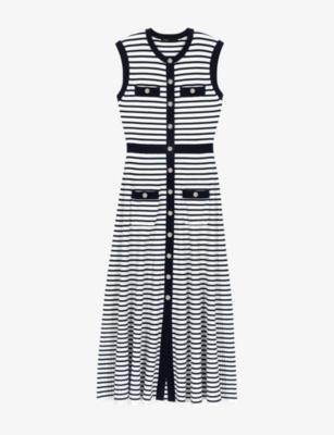 Breton-Stripe Sleeveless Cotton-Blend Maxi Dress by MAJE
