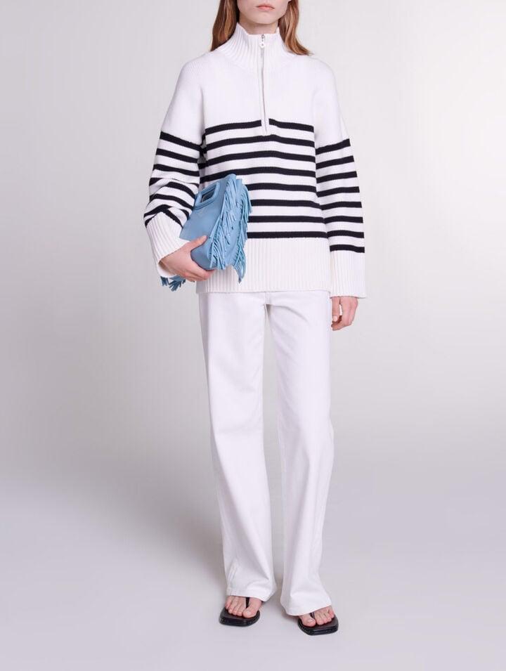 Breton jumper with zip collar by MAJE