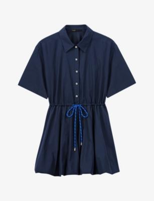 Bubble-Hem Short-Sleeve Cotton Mini Dress by MAJE
